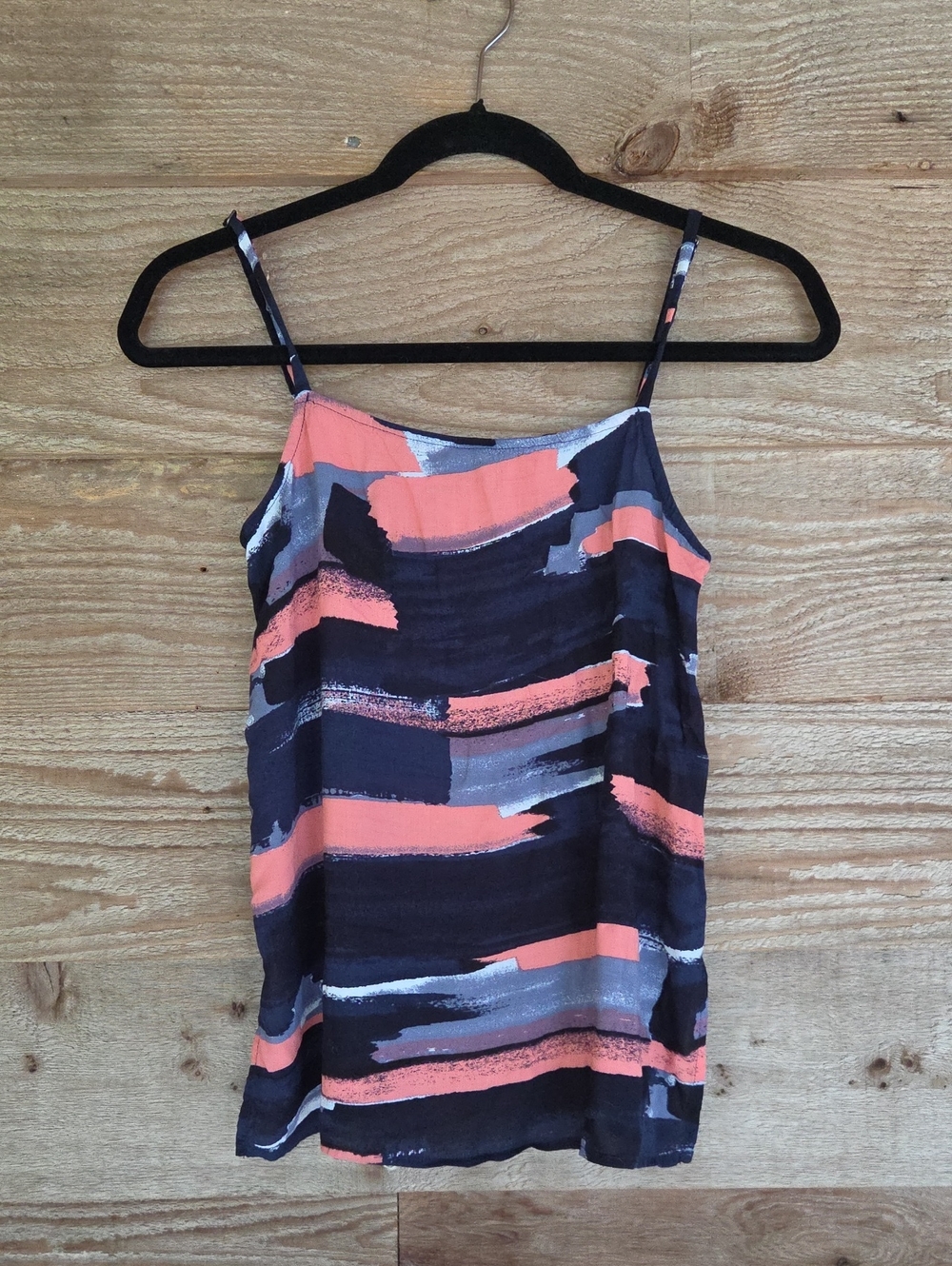 Splendid Coral, Navy & Gray XS Brushstroke Spaghetti Strap Camisole